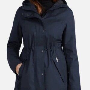 Ladies Navy Blue Rain Jacket Water Wind Resistant